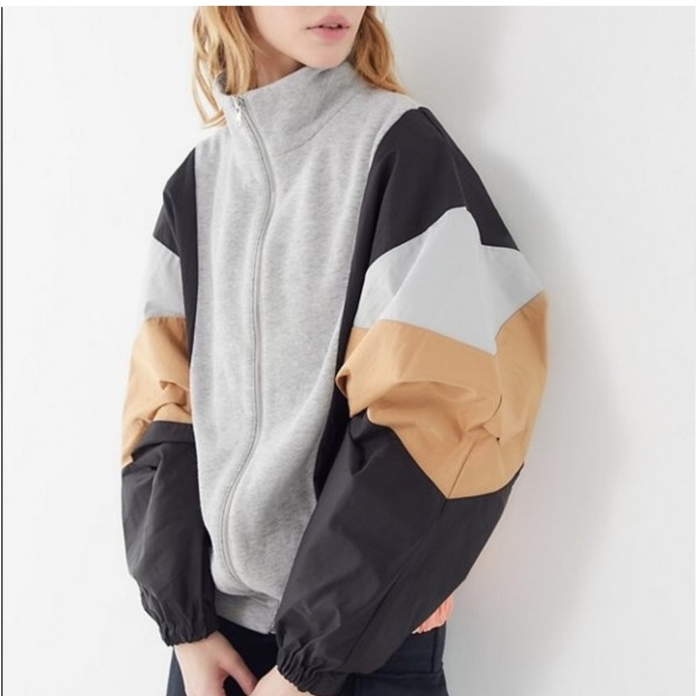 Out from Under Brooklyn Colorblock Sweatshirt Full Zip Jacket szM  BinP